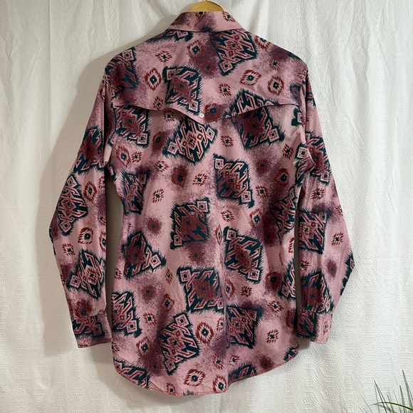 Vintage 90s Wrangler Aztec Western Shirt XL Cowboy - Picture 3 of 8